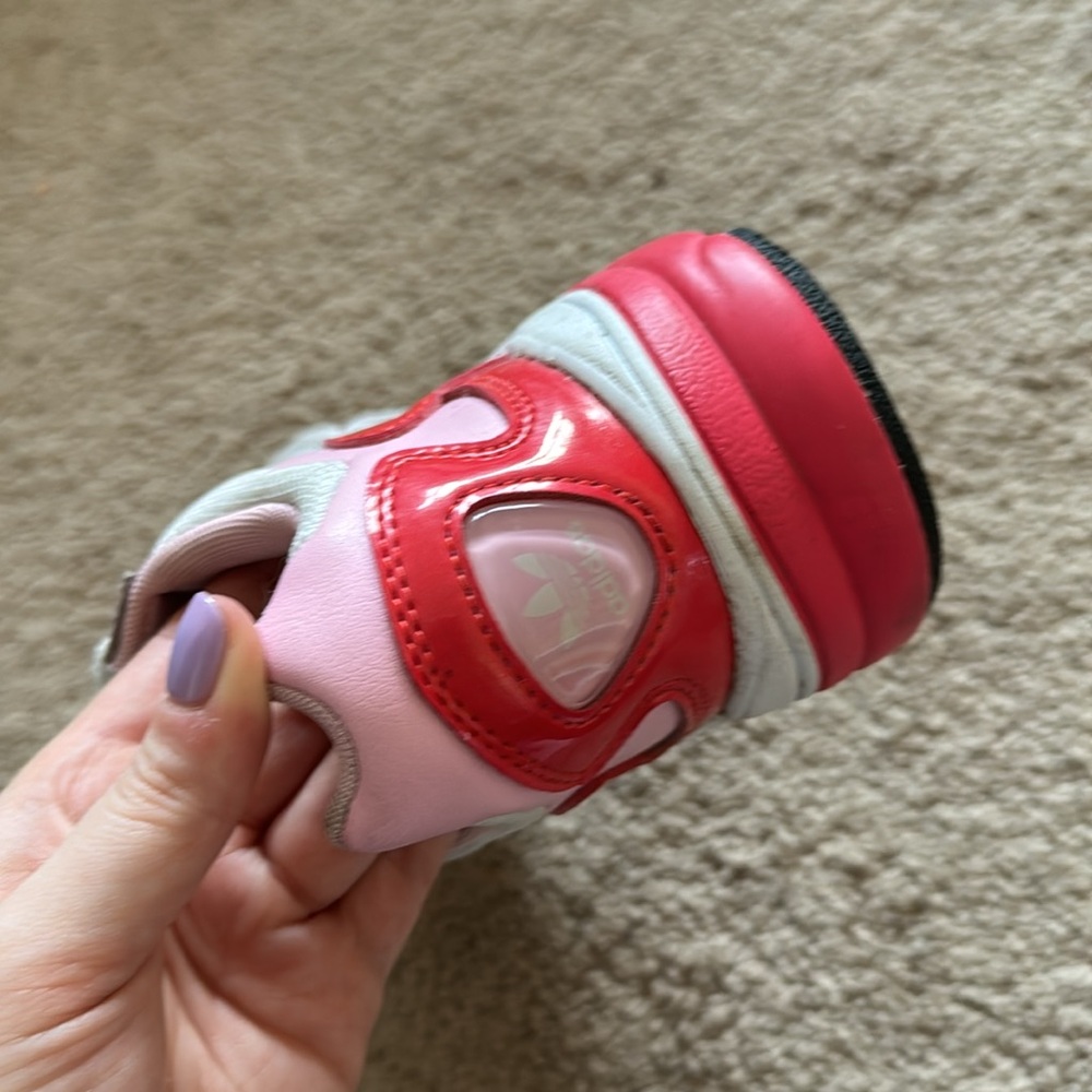 adidas Women's Red Pink White Falcon Sneakers - Picture 13 of 13